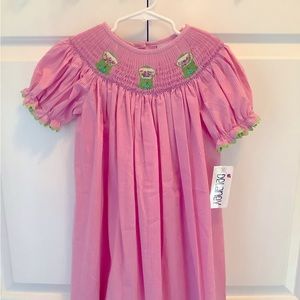 Smocked Gum-Ball Gingham Dress